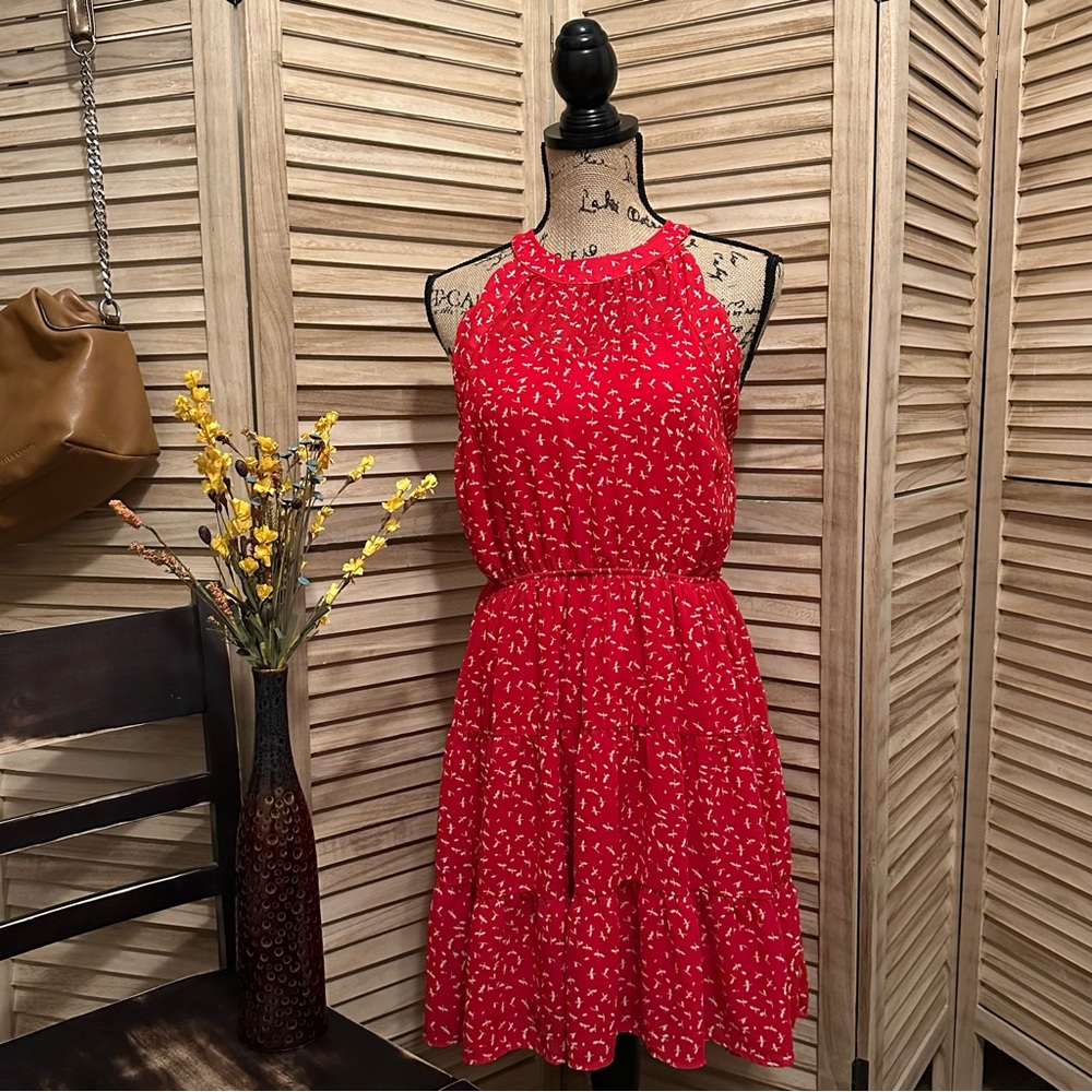 Monteau Red Patterned Mini Dress